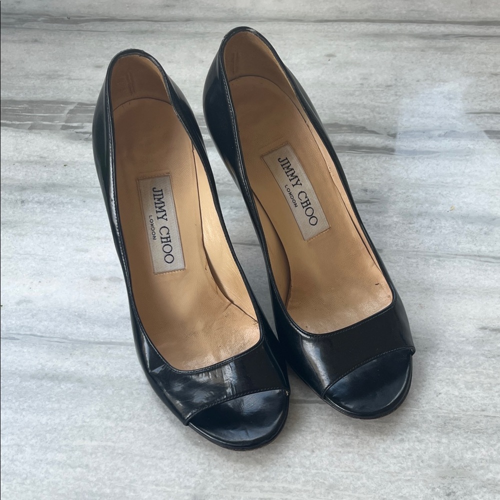 Jimmy Choo Black Peep Toe Pumps